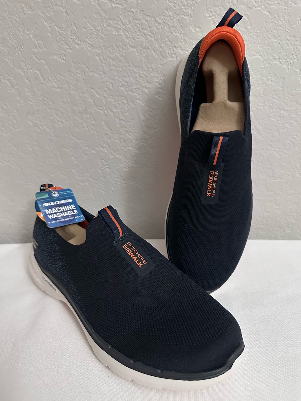 Sketchers Go Walk Slip On Sneaker Mens Size 11 Navy Orange (216202)